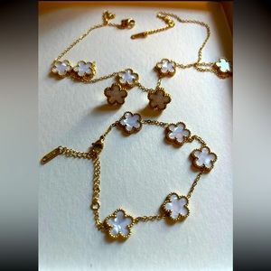 18K Gold Plated Steel Mother of Pearl Set